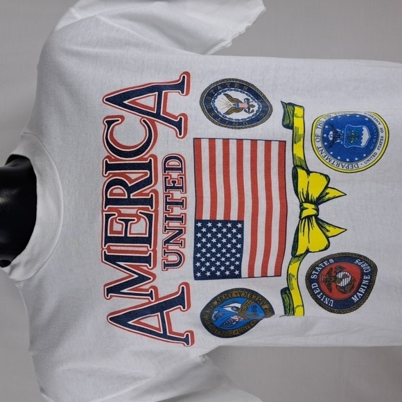 Vintage America United Flag Military branches graphic white casual LG t-shirt - Picture 1 of 4